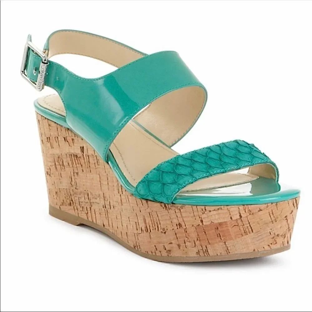 Calvin Klein Lorraine Leather Platform Sandals
